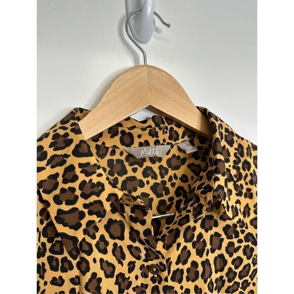 Motto Button Front Womens Animal Print Shirt Long Sleeve Size 8 - Picture 2 of 8